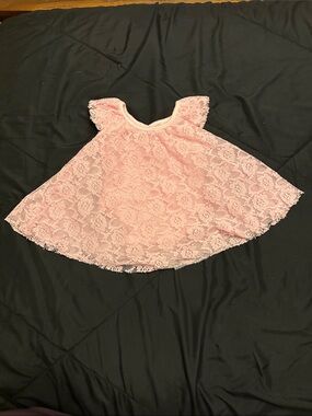 Baby Starters Pink Lace Dress with Flutter Cap Sleeves